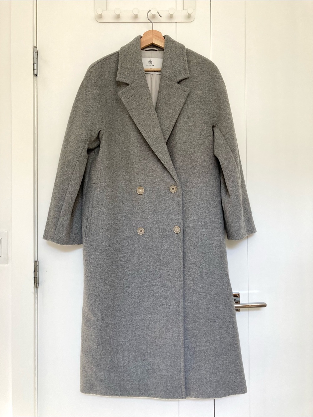 Babaton The Slouch Coat Virgin Wool Size S Grey